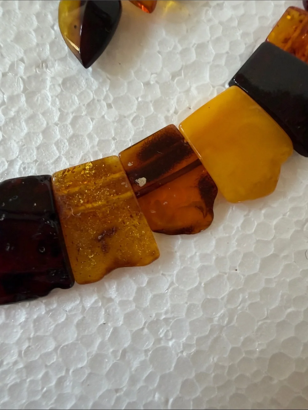 Amber Multi-Tone Leaf Necklace & Earrings Set from Latvia